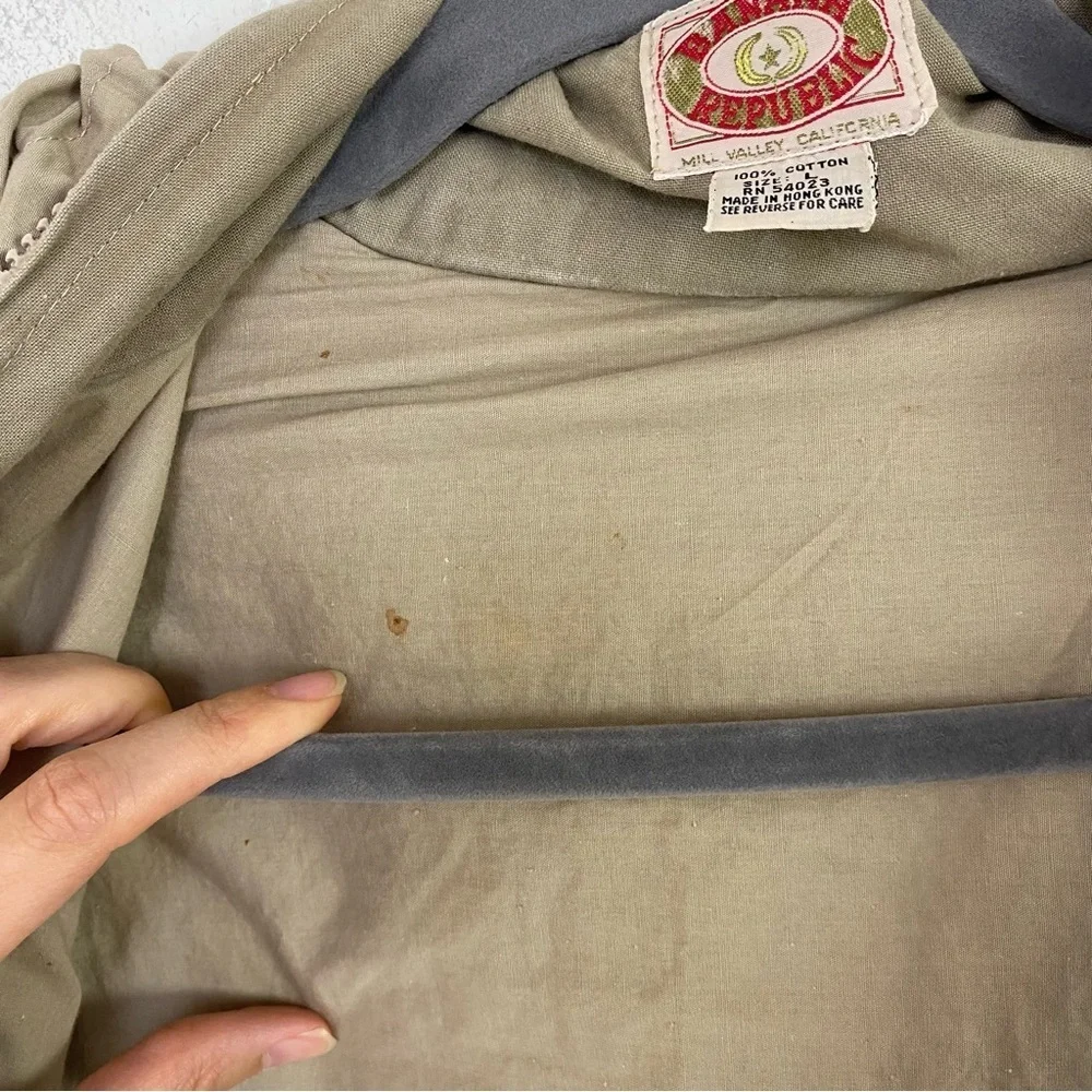 Banana Republic Vest Men’s L Vintage Brown Hong Kong Pockets‎ Zip Fishing Safari